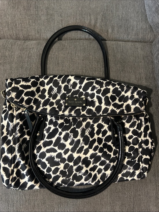 kate spade Handbags - Kate spade Black and White Leopard-Print Tote